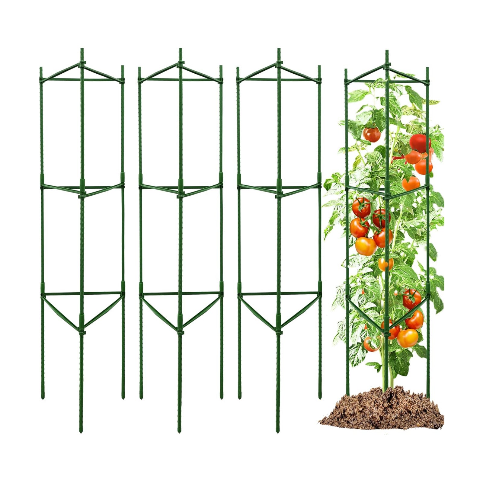 TCBWFY 4-Pack 48-Inch Adjustable Tomato Cages, Heavy-Duty Metal Plant Support Trellis for Garden and Pots, DIY Tomato