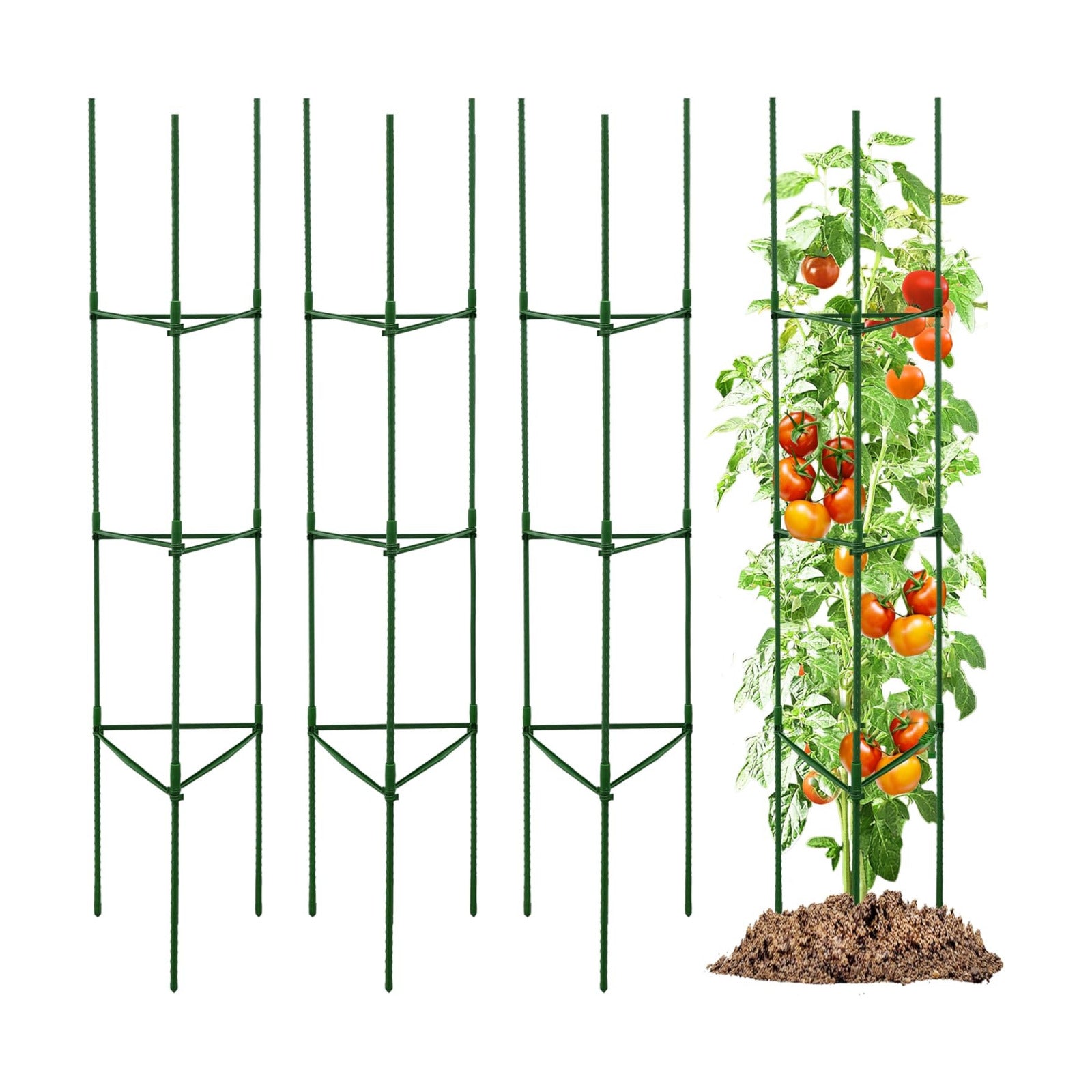 TCBWFY 4-Pack 63-Inch Adjustable Tomato Cages, Heavy-Duty Metal Plant Support Trellis for Garden and Pots, DIY Tomato