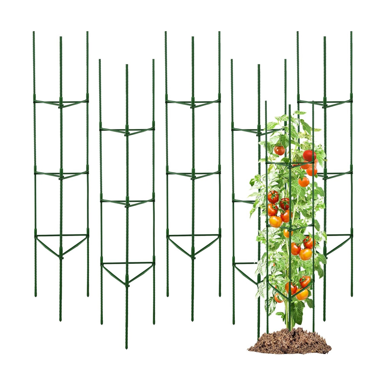 TCBWFY 6-Pack 63-Inch Adjustable Tomato Cages, Heavy-Duty Metal Plant Support Trellis for Garden and Pots, DIY Tomato