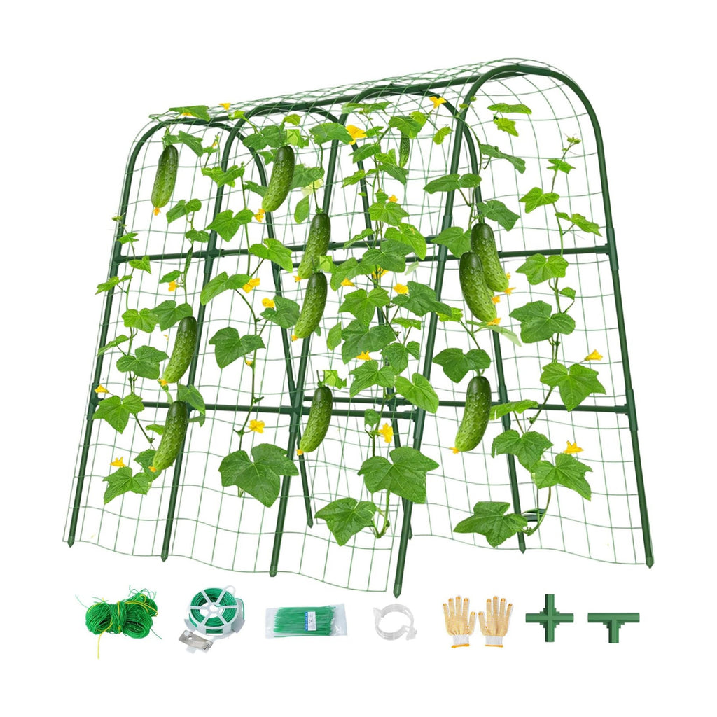 Cucumber Trellis for Raised Bed, U-Shape Garden Trellis for Climbing Plants Outdoor, Metal Arch Vegetables Trellis