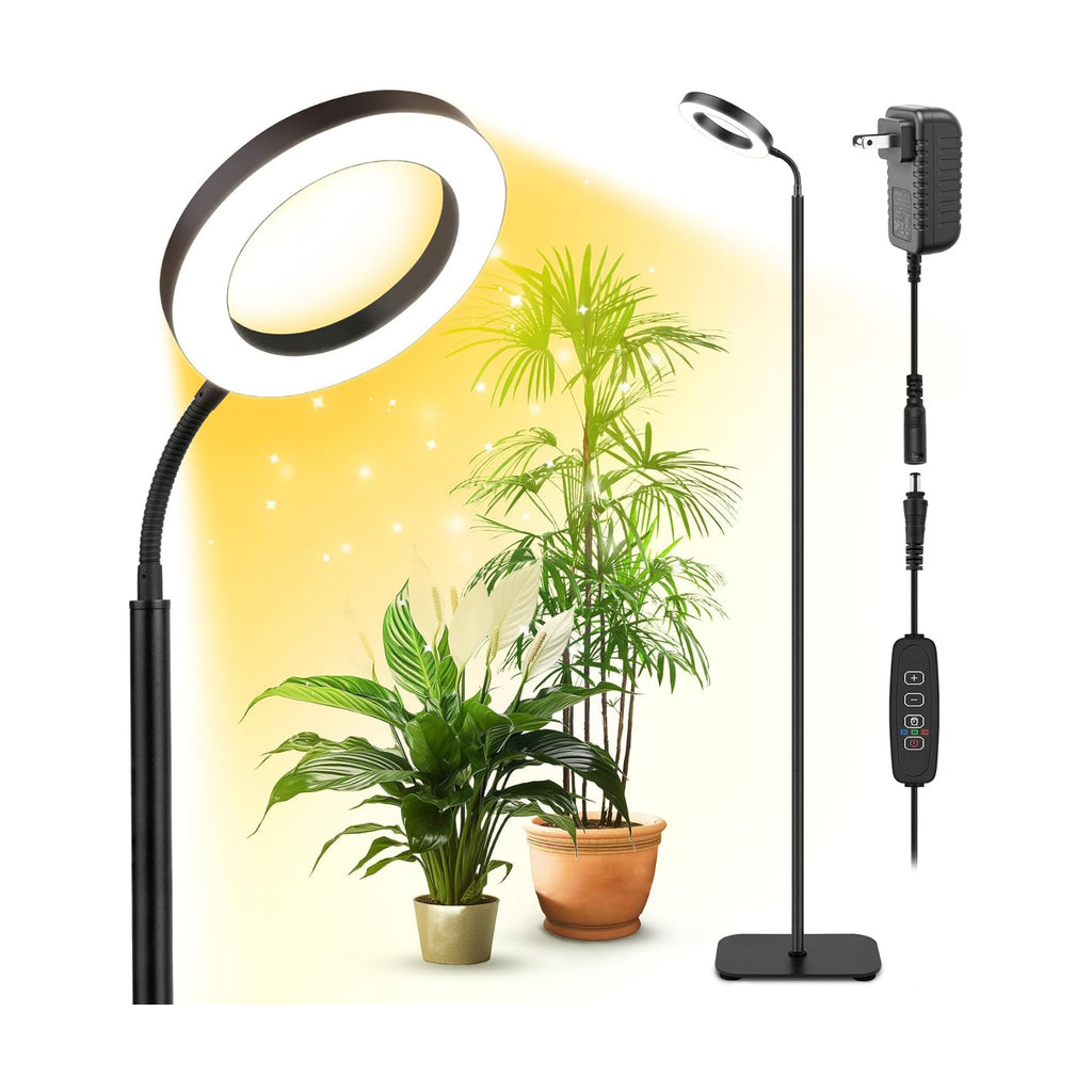 Plant Grow LED Light, 20W Growing Lights for Indoor Plants Full Spectrum | 3/9/12H Auto Cycle Timer, 10 Level Dimmable