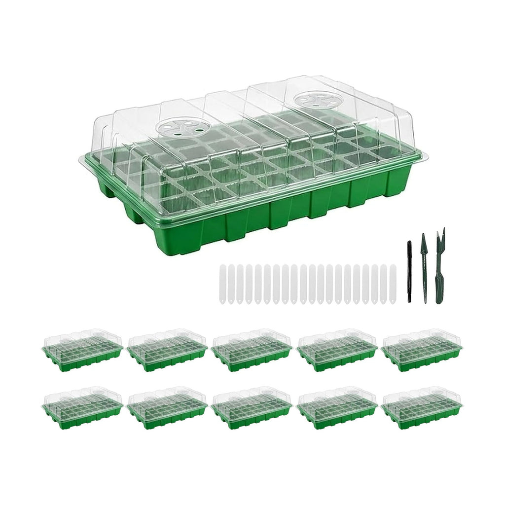 Gardzen 10 Pack 40 Cell BPA Free Seed Starter Tray Kit | Reusable Plant Germination Trays, Adjustable Vents, Sowing