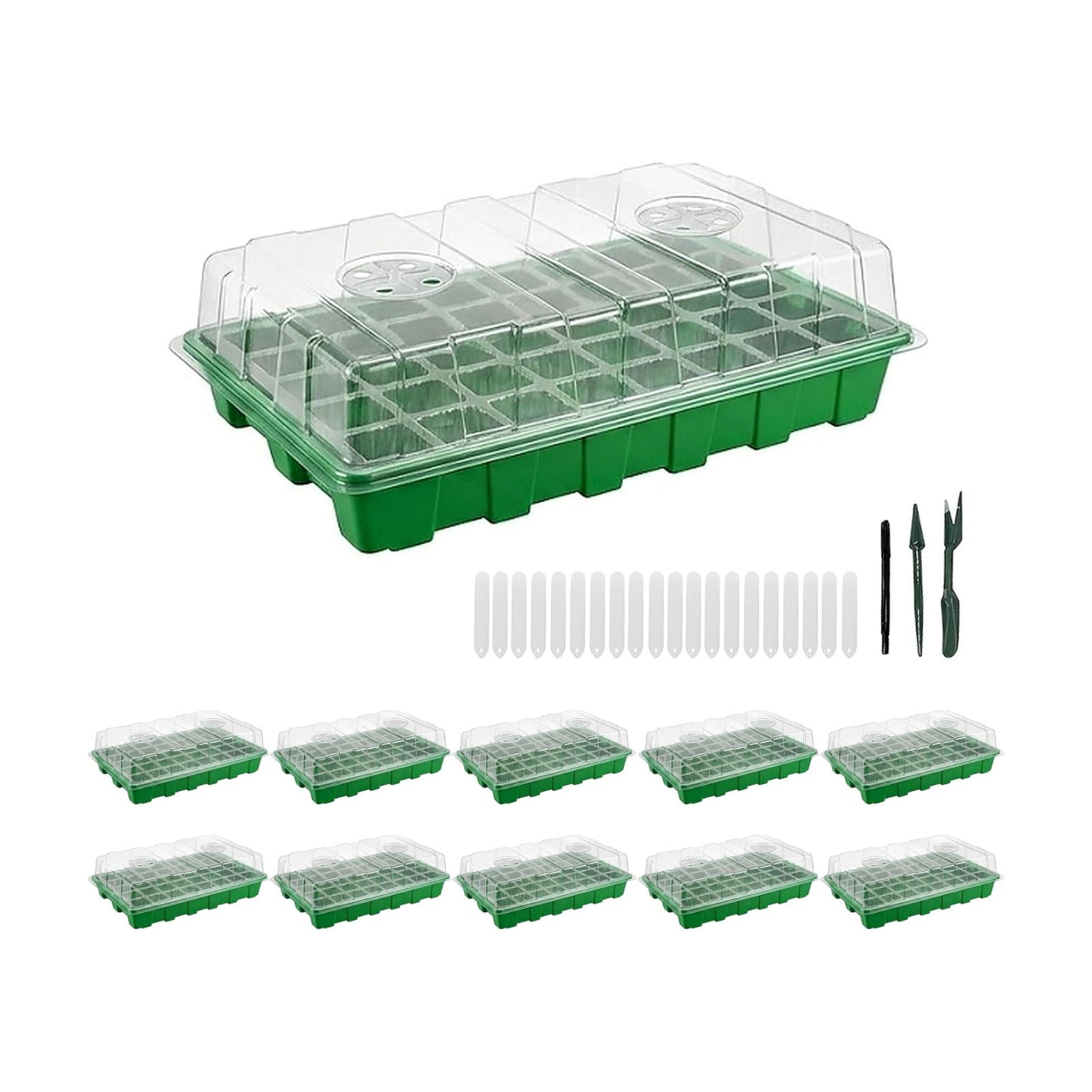 Gardzen 10 Pack 40 Cell BPA Free Seed Starter Tray Kit | Reusable Plant Germination Trays, Adjustable Vents, Sowing