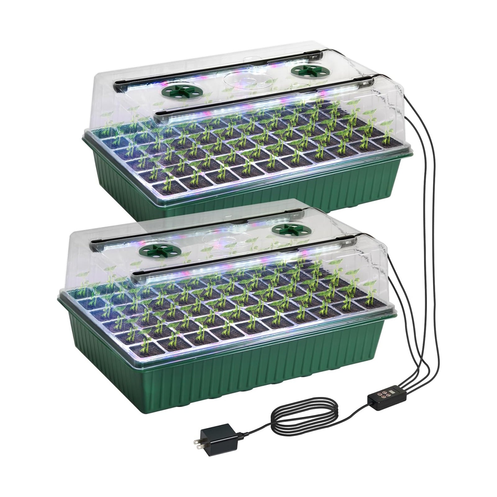TONYFUL Seed Starter Tray with Grow Light, 120-Cell Seed Starter Kit with 4.07” Humidity Dome, Indoor Seedling Starter