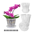 Orchid Pot with Saucers, 6 Packs of 5.5" Orchid Pots with Holes, Orchid Pots for Repotting, Plastic Orchid Planter for Indoor Outdoor Plants (6 Packs, 5.5" with Saucers)