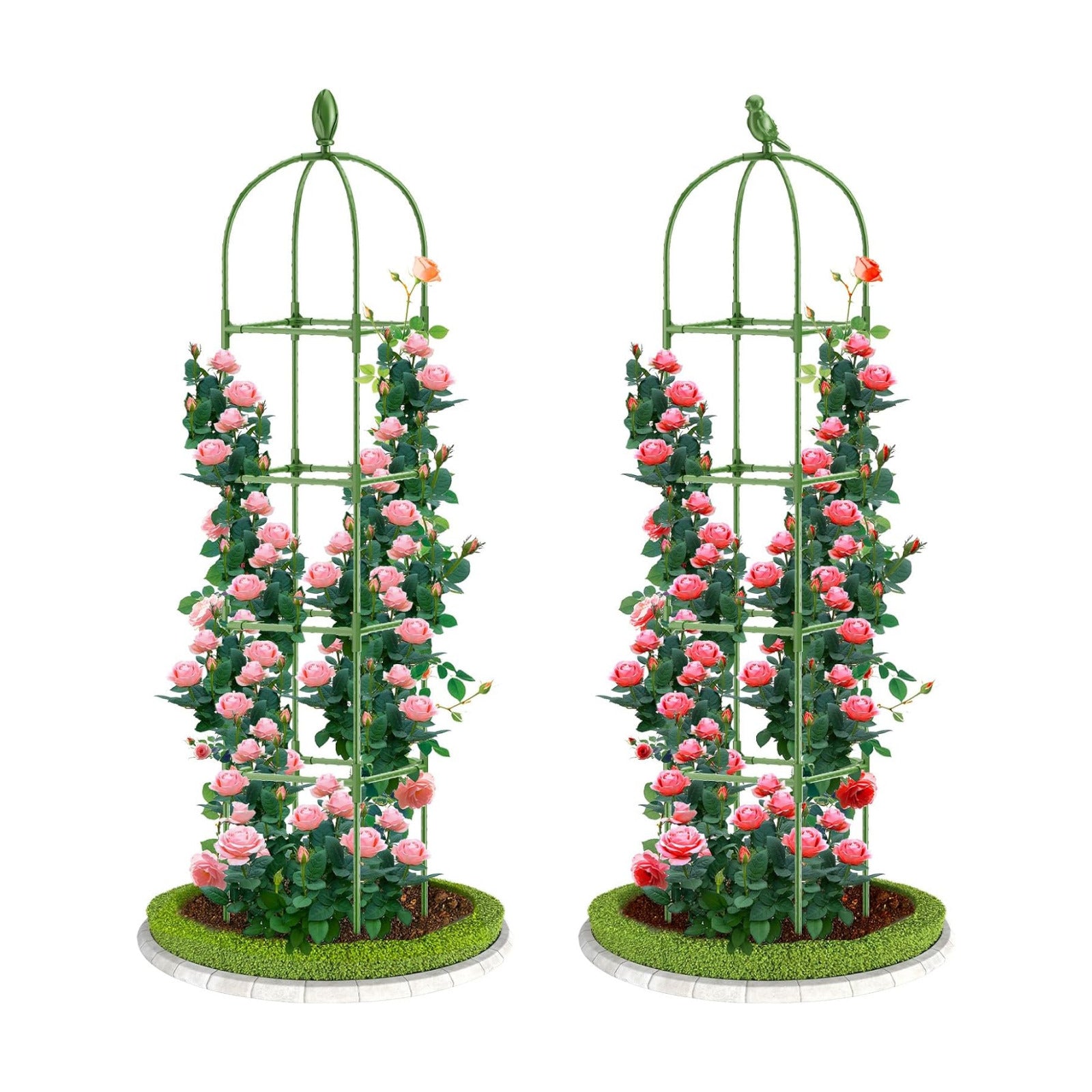 2 Pack Garden Obelisk Trellis, 70IN Tall Plant Support for Climbing Vine, Metal Covered Plastic Rustproof Heavy Duty