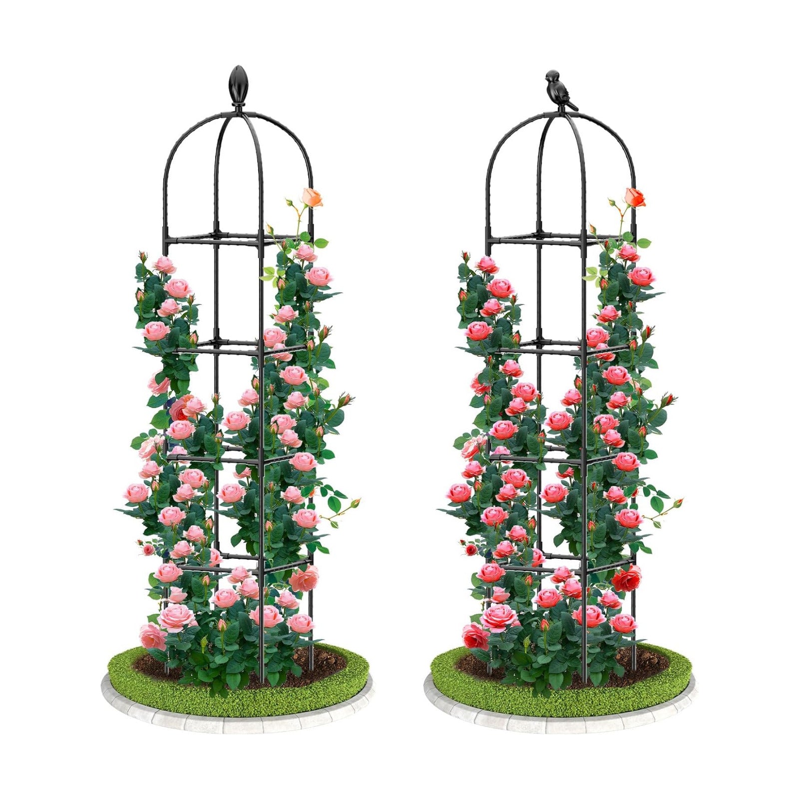 2 Pack Garden Obelisk Trellis, 70" Tall Plant Support for Climbing Vine, Metal Covered Plastic Coating Rustproof Heavy