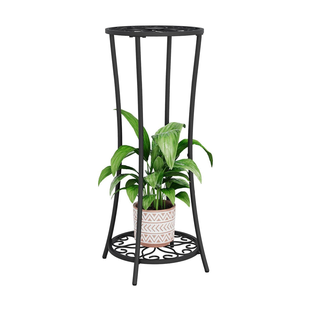 YINMIT Plant Stand Indoor Outdoor, 2 Tier Metal Potted Holder Rack, Flower Pot Stand Shelf, Heavy Duty Round Supports