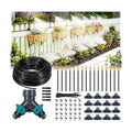 HIRALIY 100FT Misting Irrigation Kit | Quick-connect watering system with 16 adjustable 360° mist nozzles for raised