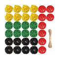 Lucleag 32Pcs Black Red Green Yellow Natural Rattan Balls Ornament Vase Filler, African American Wicker Hanging Decor for Black History Month Juneteenth Kwanzaa Tree Home Table Decor Party Supplies