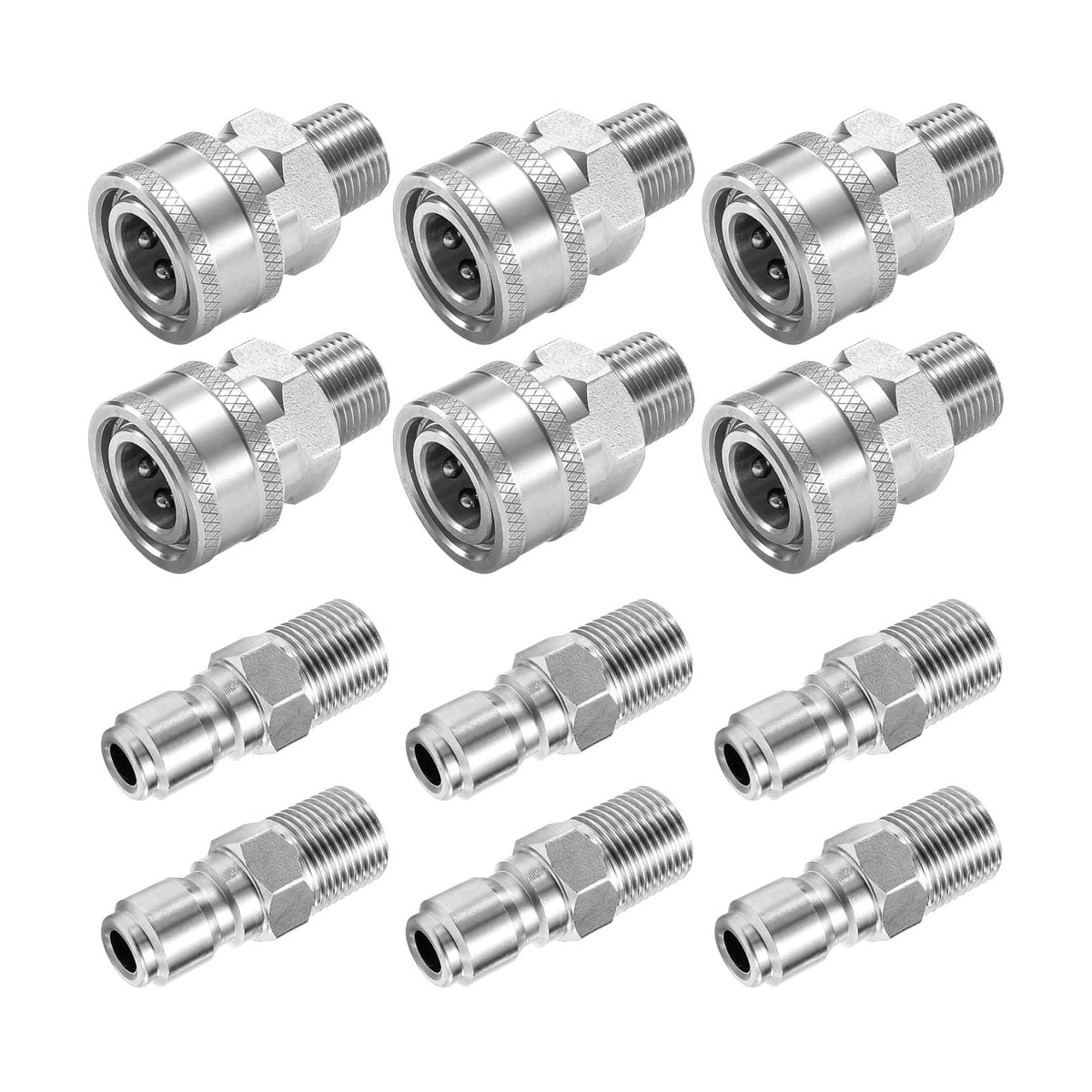 3/8 Inch NPT Pressure Washer Quick Connect Adapter Set, 12-Piece | Stainless Steel Male Thread Fittings for Compatible
