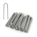 MySit 200 Pack 4 Inch Garden Stakes Galvanized Drip Irrigation Stakes | Galvanized U Shaped Landscape Staples Ground