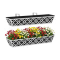 Y&M 30'' Hanging Railing Planter Box Set with Black Non-Woven Fabric Liner, 2 Pcs Large Metal Flower Boxes with