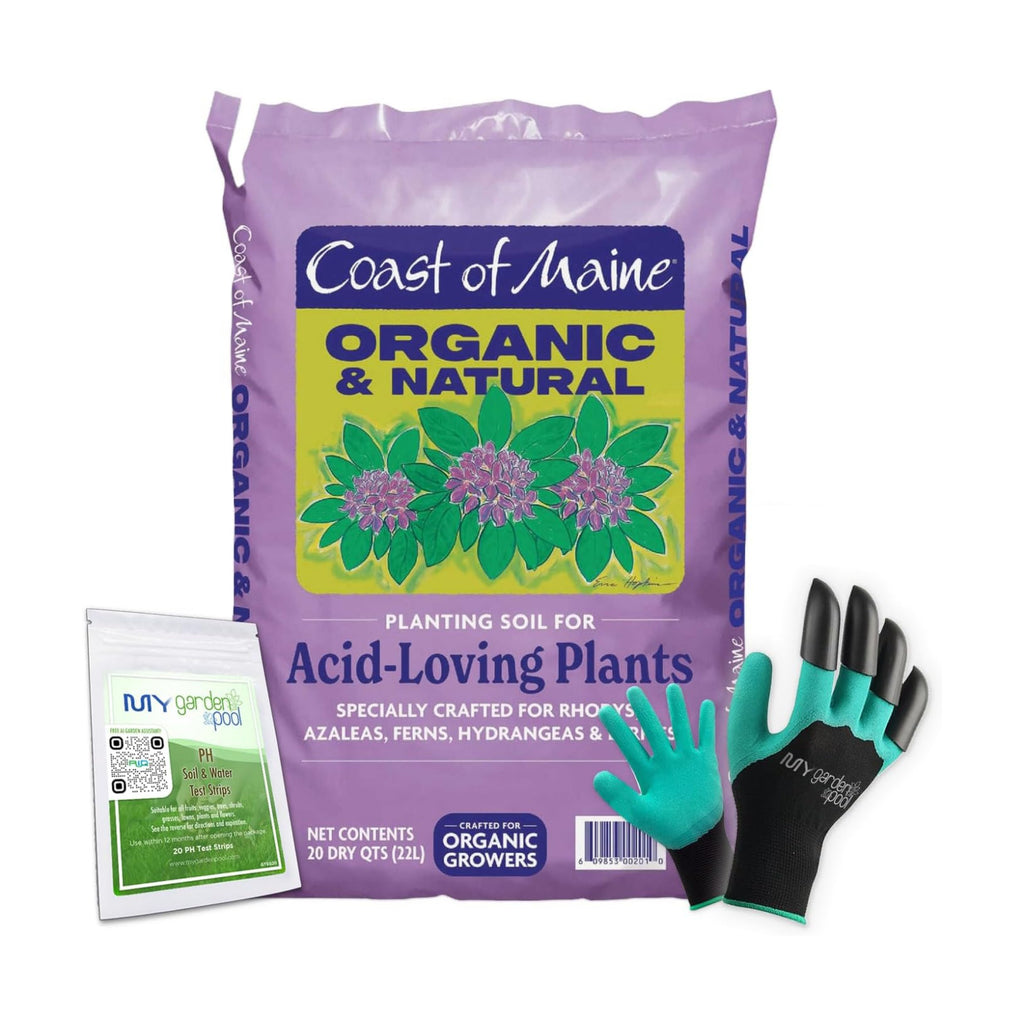 Coast of Maine AL3500 Acid-Loving Planting Soil 20 qt with My Garden Pool 7-in-1 Soil Test Strips, 20 ct. and Claw