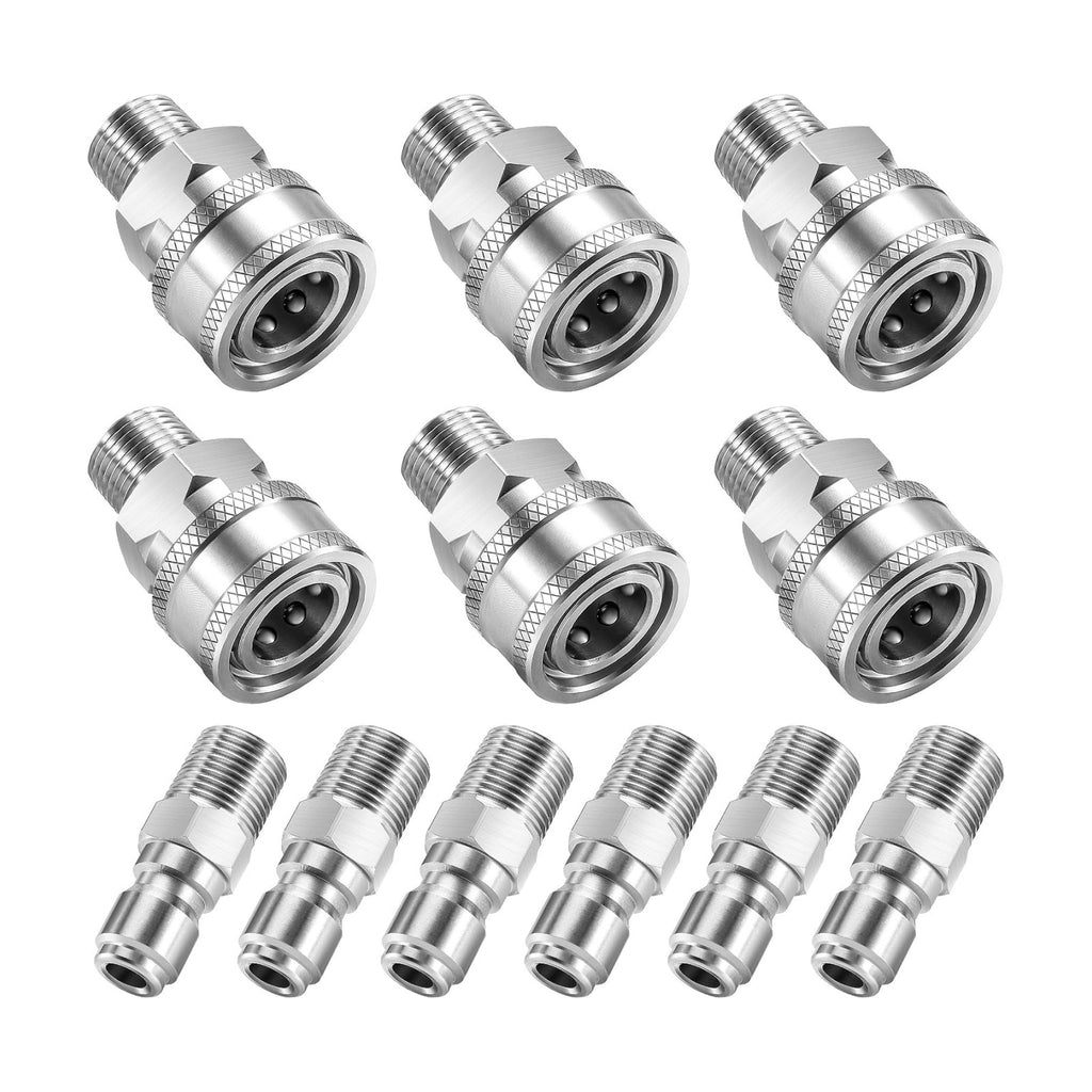 3/8" Pressure Washer Quick Connect Kit, Male NPT Thread | Stainless Steel, 5000 PSI, Power Washer Adapter Fittings,12