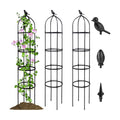 2 Pack Garden Obelisk Trellis for Climbing Plants Outdoor, 6FT Adjustable Metal Plant Support with 3 Decorative Tops