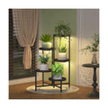 iDavosic.ly 5 Tier Large Plant Stand with Grow Light, 10 Inch Tray, Black | Tiered Metal Corner Heavy Duty Multiple