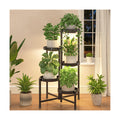iDavosic.ly Plant Stand Indoor with Grow Lights, 5 Tier Metal Shelf, Black | Corner Tiered Flower Display Holder