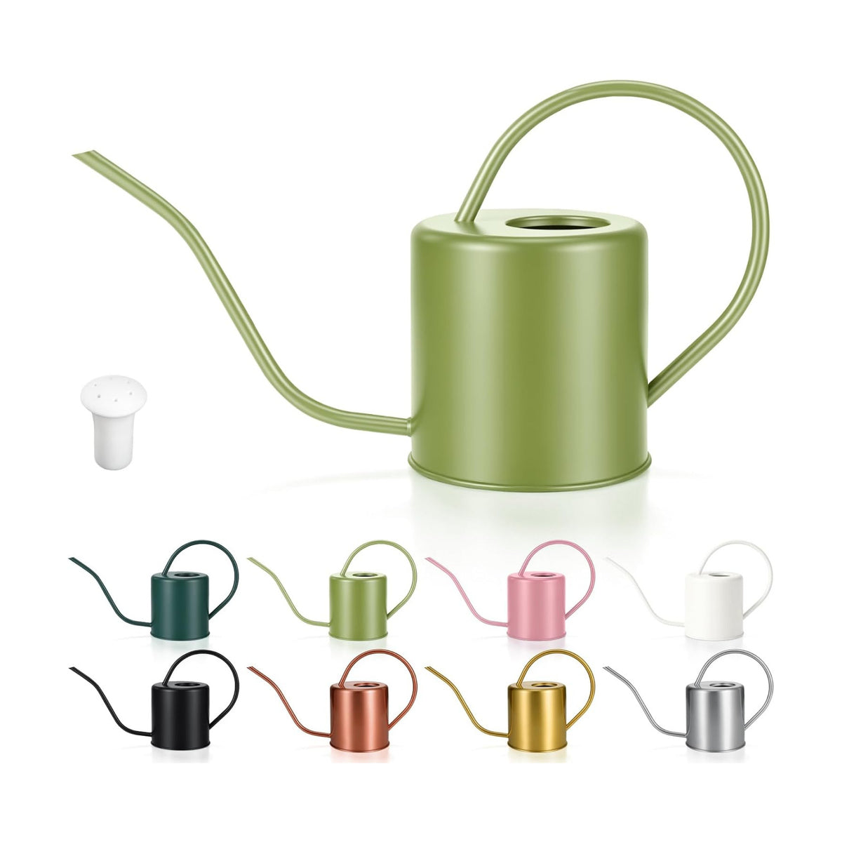 Plant Watering Can, 50 oz / 1500 ml Stainless Steel Metal - Modern Decorative with Long Spout for Indoor Potted Plants, Bonsai, Garden Flowers, Saga Green
