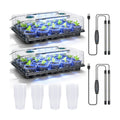 2 Pack Seed Starter Trays with Grow Lights and 40 3 Inch Pots | Includes 2 humidity domes and 40 clear 3-inch drainage