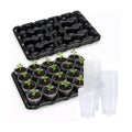 2 Pack 20 Cell Seed Starting Trays with 40 Clear 3 Inch Plant Pots | Reusable thick wall trays with raised bases