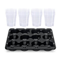 2 Pack 12 Cell Seed Starter Trays with 24 Clear 4 Inch Plant Pots | Reinforced trays securely hold clear pots with