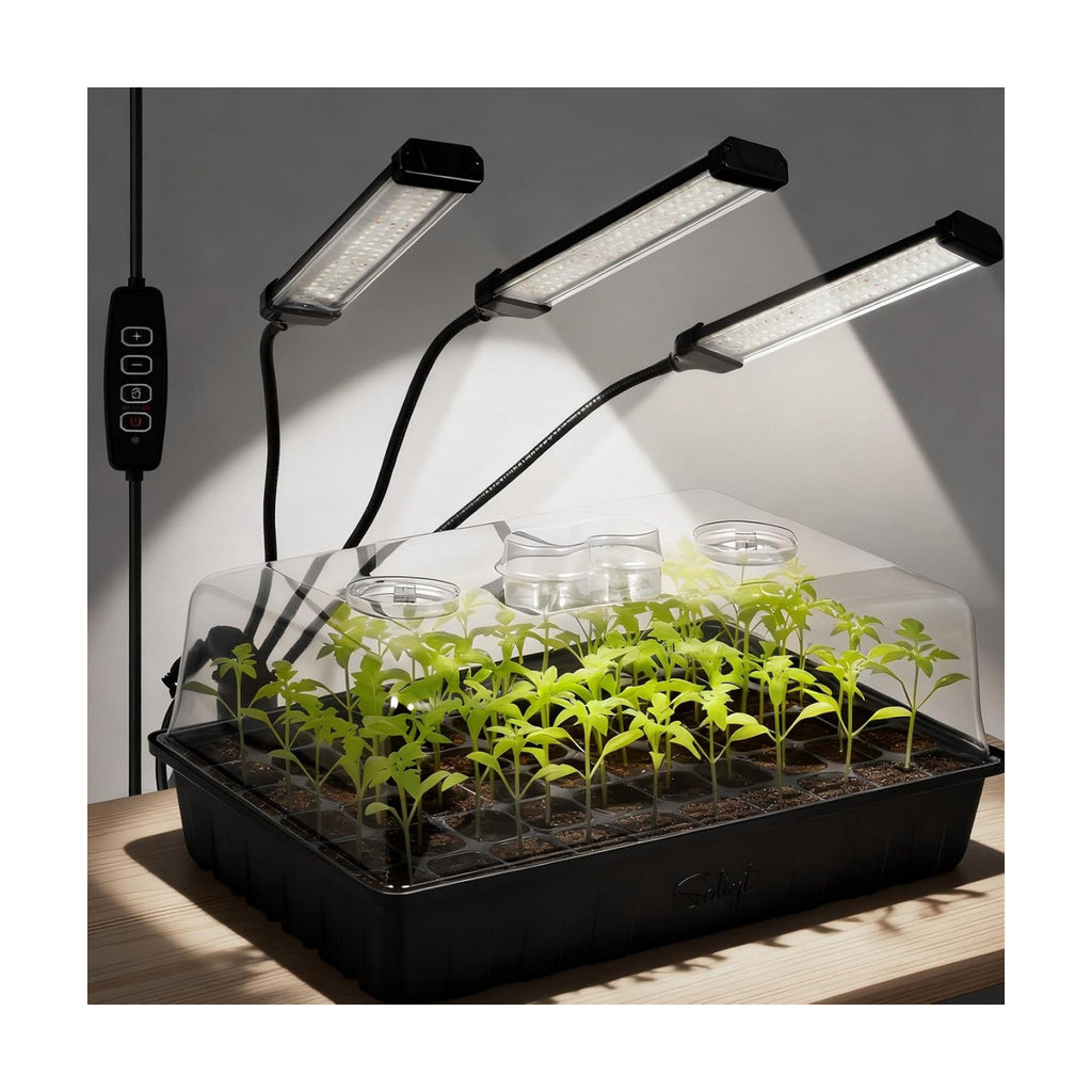 SOLIGT 60 Cell Seed Starter Trays with Grow Light | Seed Starter Kit with 4.3“ Higher Humidity Domes, Full Spectrum