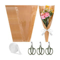 Lanties 54 Pcs Flower Wrapping Sleeves 18 x 9.8 in Kraft Back Clear Front Bouquet Bags with Ribbons and Floral Scissors Florist Wrapping Supplies for Graduation Wedding DIY Flower Arrangement