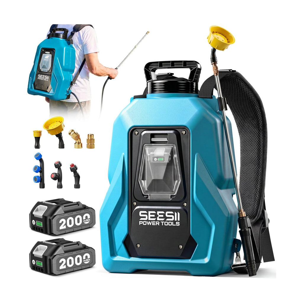 SEESII 5 Gal Leak-Proof Backpack Sprayer Battery Powered with 2 Batteries | Up to 3.6-Hour Runtime, 100 PSI Adjustable
