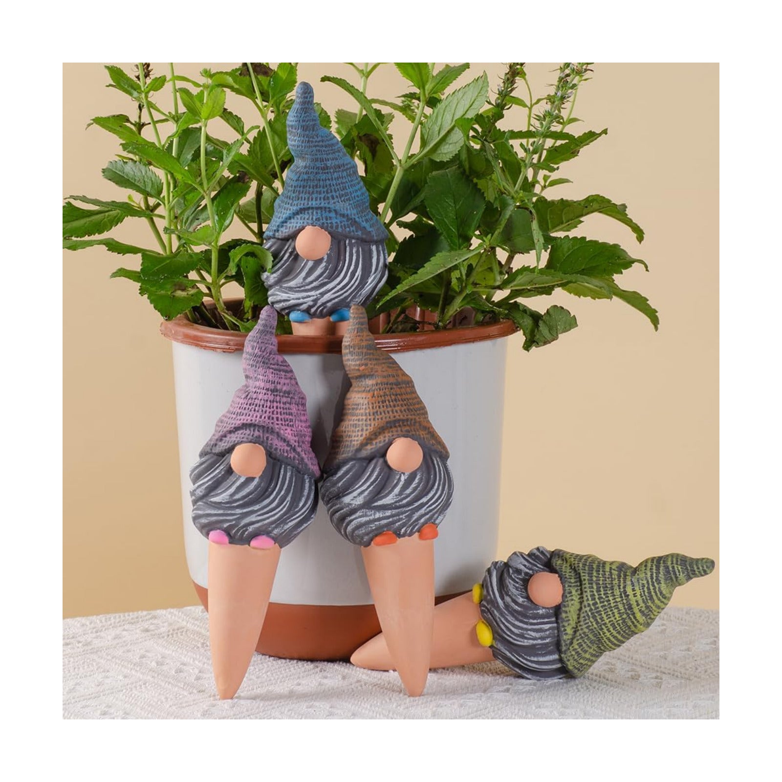 4 Pack Terracotta Watering Spikes, Vacation Self-Watering Planters Devices - Continuous Moisture with Slow Release