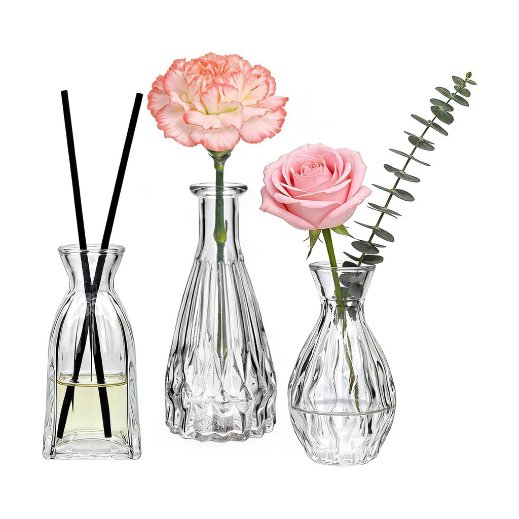Glass Bud Vases in Bulk, 3pcs Small Glass Vase for Centerpieces