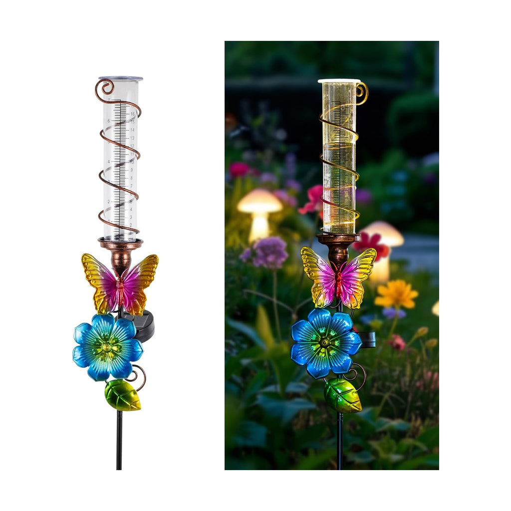 Rain Gauge Outdoor, Solar Water Gauge for Rain