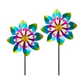 VEWOGARDEN 2 Pack Wind Spinners Outdoor, Metal Wind Spinner with Flower Design for Yard Garden Lawn Decorations