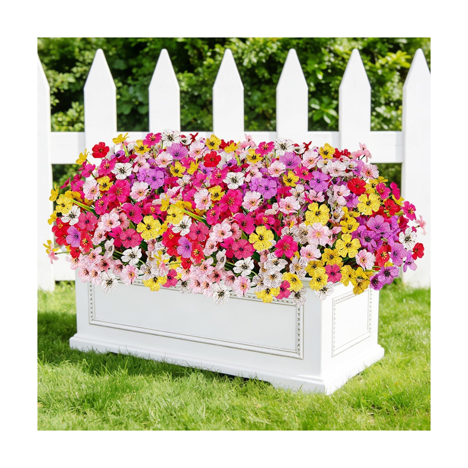 Artificial Flowers for Outdoors, 72 Bundles UV Resistant Faux Flowers No Fade Fake Plastic Plants for Outside Indoor