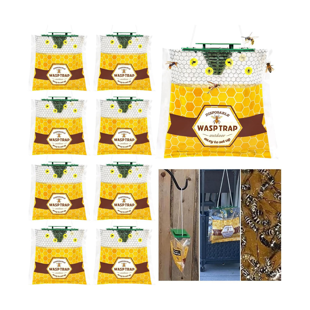 Outdoor Disposable Yellow Jacket & Wasp Traps 8 Pack | Carpenter Bee Traps for Outside, Yellow Jacket Trap, Hornet