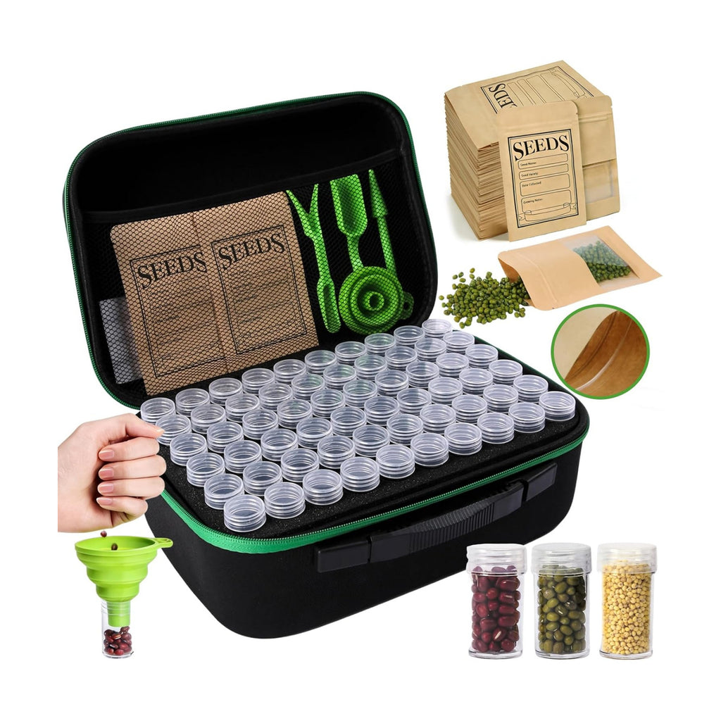 120 Slots Seed Storage Organizer Box, with 20 Seed Envelopes and Small Tool, Sturdy Seeds Saving Seed Bank Container Kit (Seeds not Included)