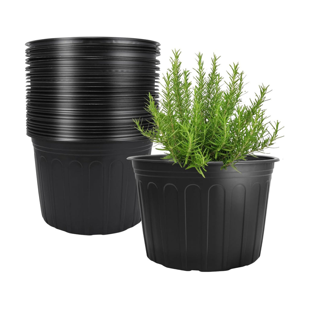 30 Pack 5 Gallon Plastic Nursery Pots,12.8 Inch Thickened Soft Plant Pots with Drainage Holes,Flower Planter Container
