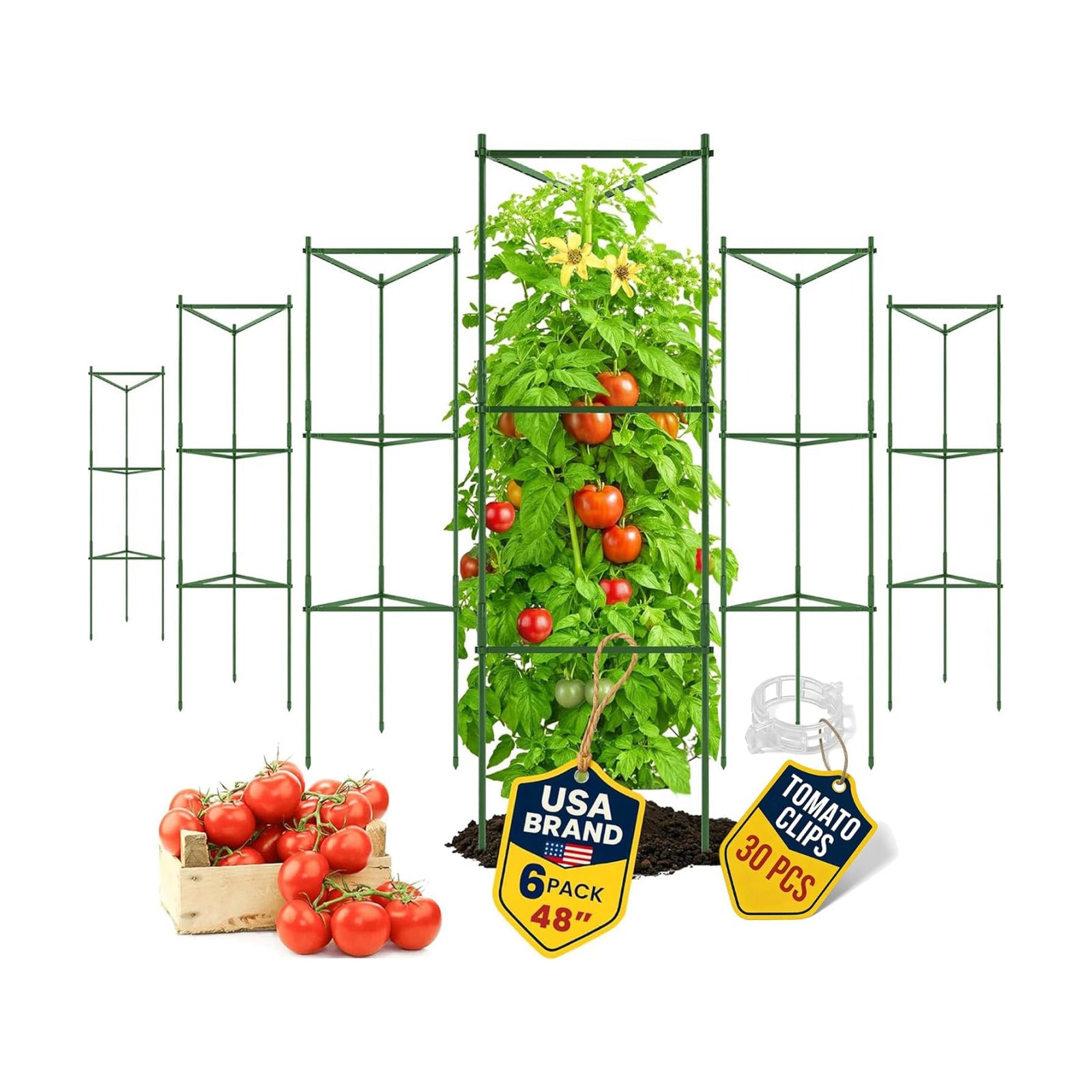 Tomato Cage - Large Trellis Stakes and Plant Support Structures for Vegetables and Climbing Plants - Tall Tomato Cages