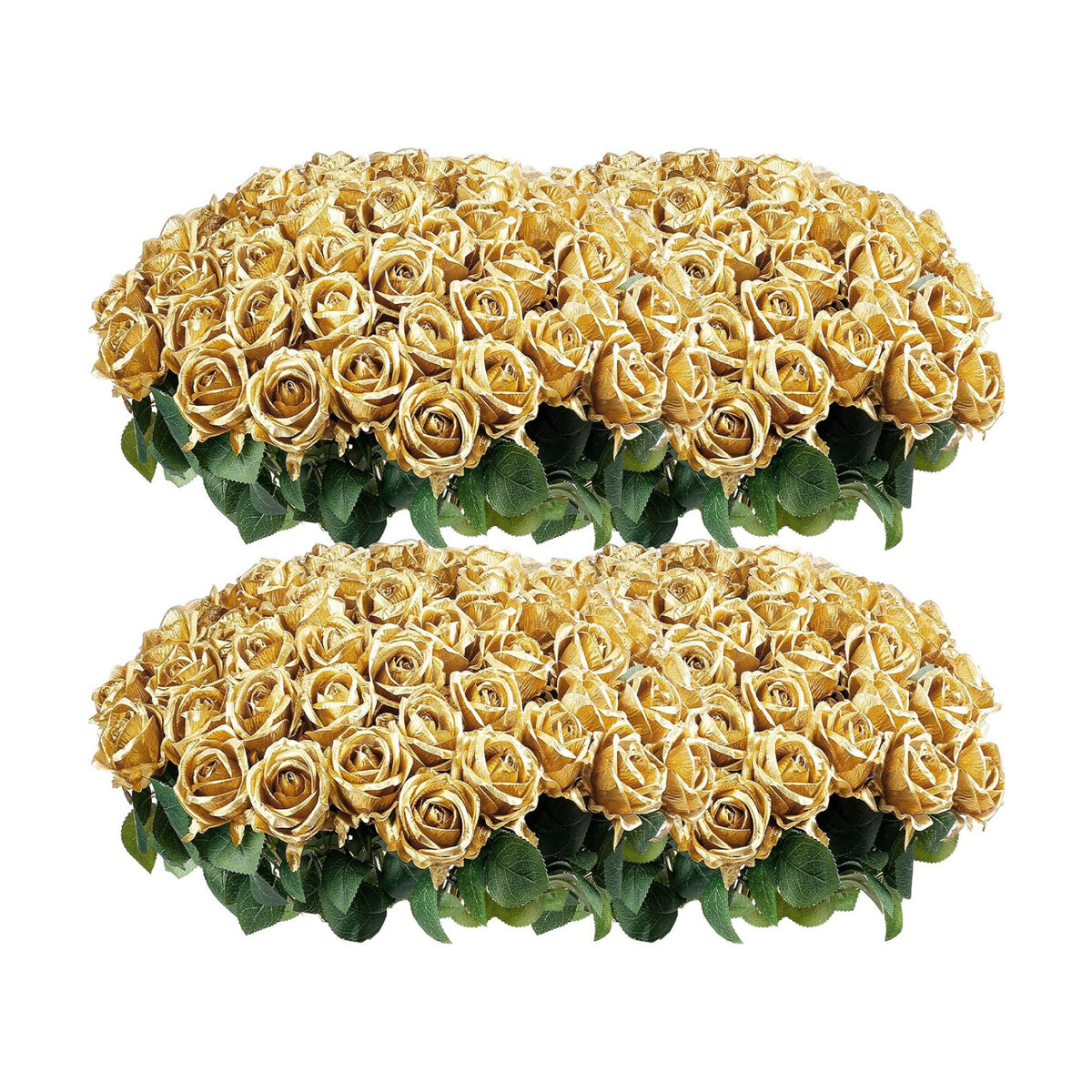 Auihiay 104PCS Gold Rose Artificial Flowers, Fake Roses