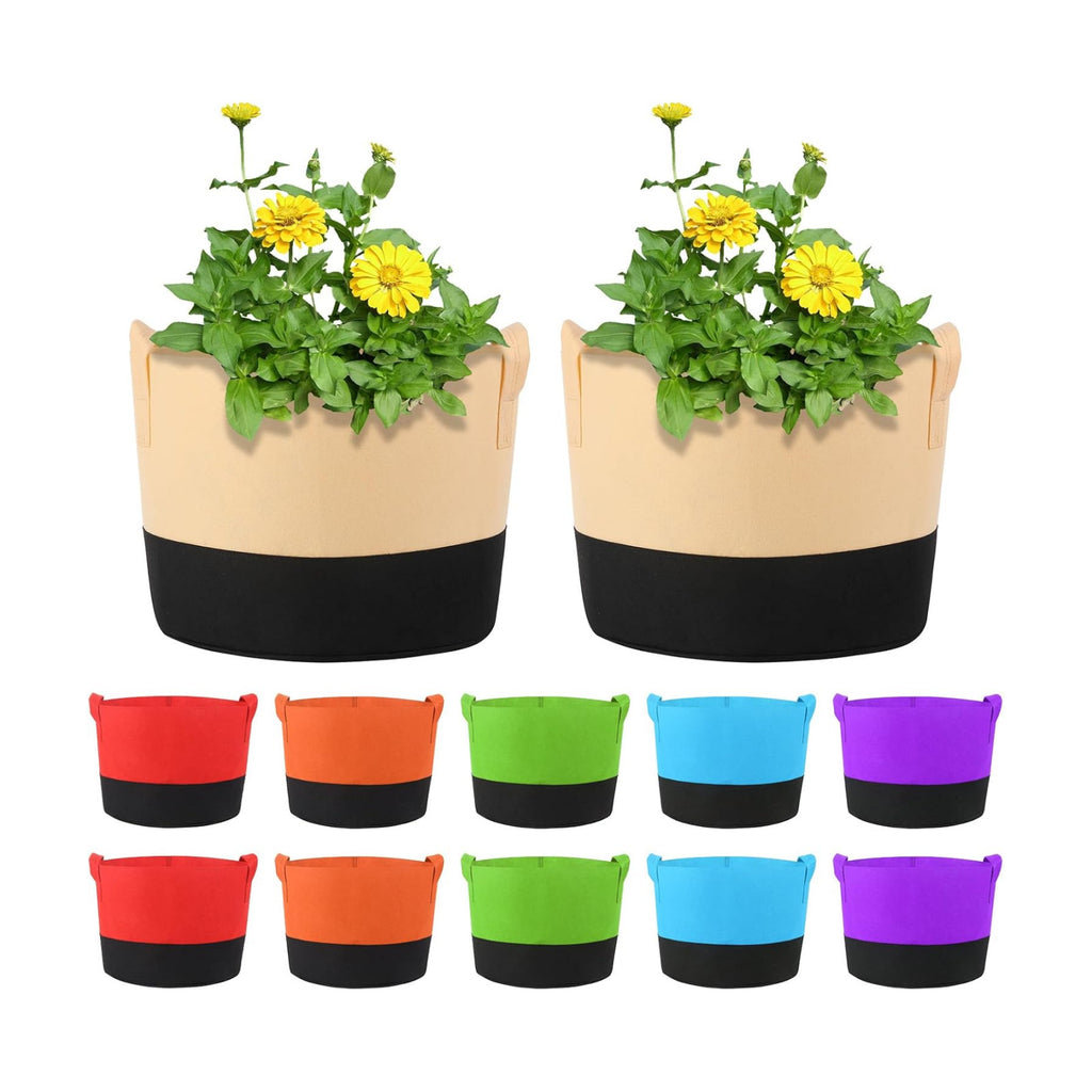 12 Pack 15 Gallon Grow Bags Colorful Fabric Plant Pots with Handles 15 Gal Garden Grow Bags Fabric Grow Pots Plant