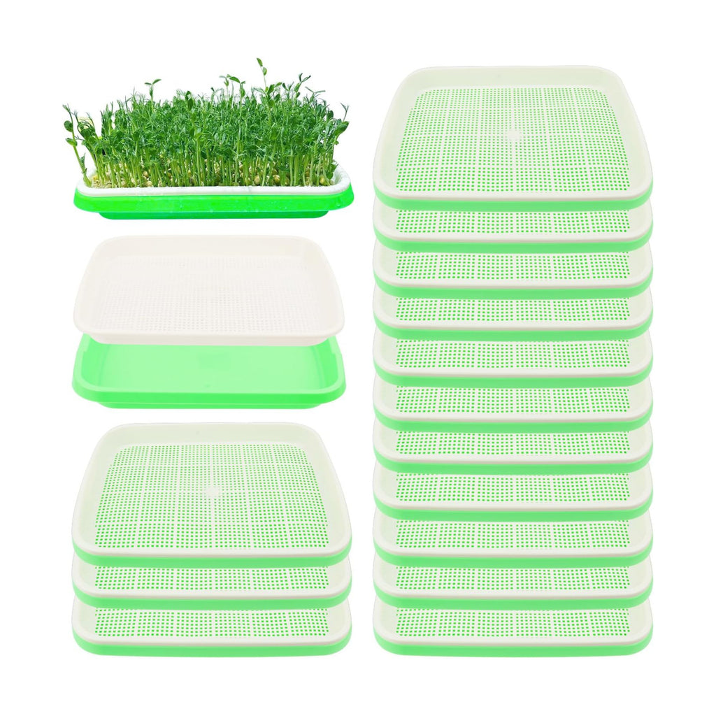 20 Pack 12.6 x 10 x 1.8 inch Microgreens Growing Trays, BPA-Free Sprouting Trays, Germination Tray for Beans