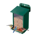iBorn Bird Feeder for Outdoors, Wall Mounted Bird Feeder Weatherproof Metal Roof, Heavy Duty Metal Birdfeeder for Tree, Fence, Wall Screwed-in Mounting, All Detachable Easy Clean,1.3Lbs, Green