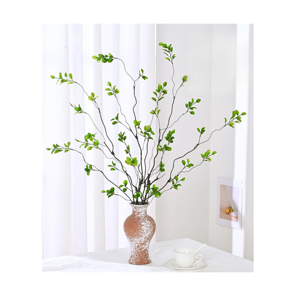 Waipfaru 6PCS Artificial Ficus Branches for Vase, Faux Greenery Stems for Vase Filler, 47in Realistic Flexible Eucalyptus Stems Fake Artificial Twig Plants Indoor Home Tables Centerpieces Office Decor