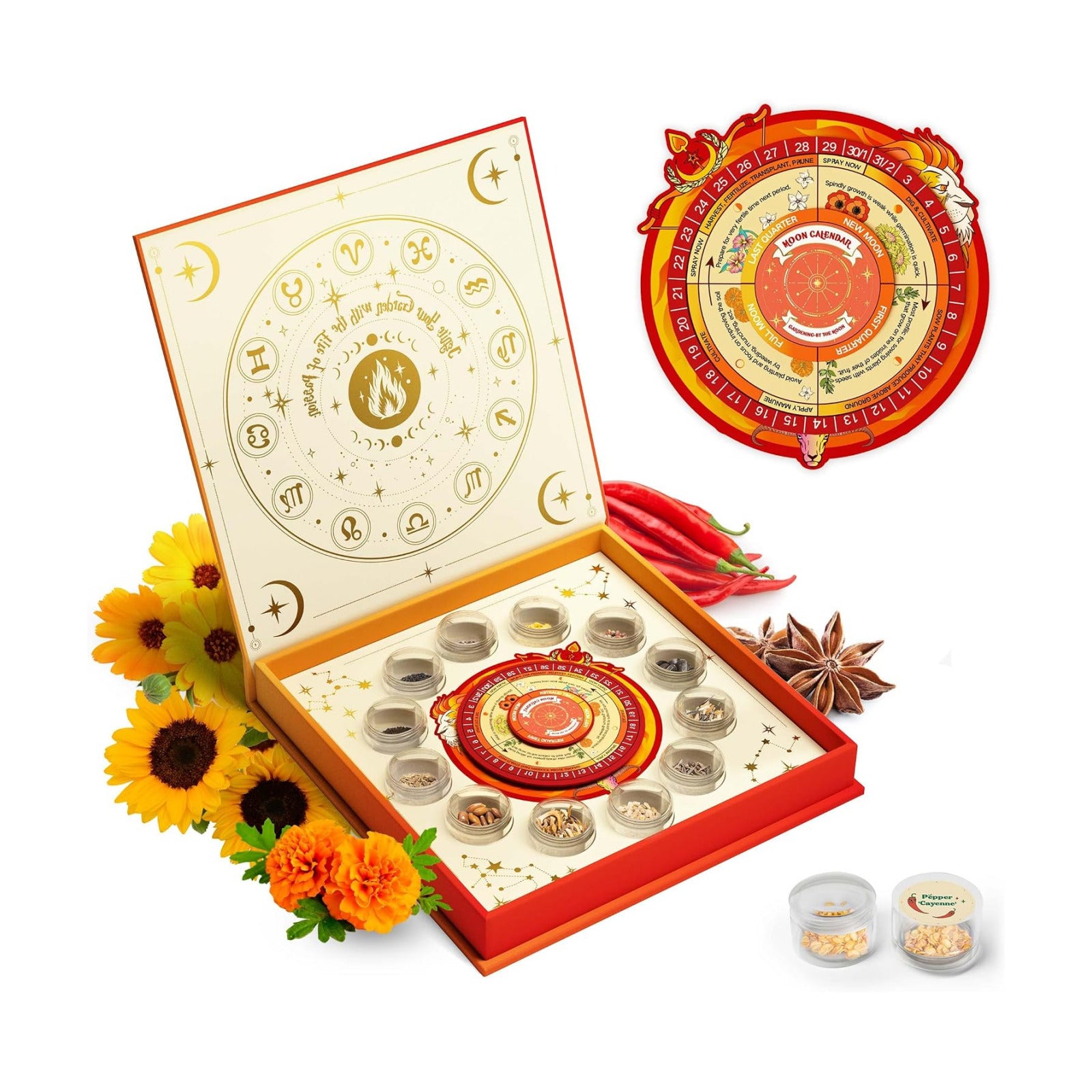 Lush&Dew Zodiac Garden Seed Bank Fire Signs, Gardening Gifts for Women Men | 12 Varieties USA-Sourced Non-GMO Heirloom