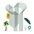 Unves 10 Pack Peony Cages and Supports, 13" W x 32" H Plant Support Stakes | Metal Peony Cage, Heavy-Duty Half Round