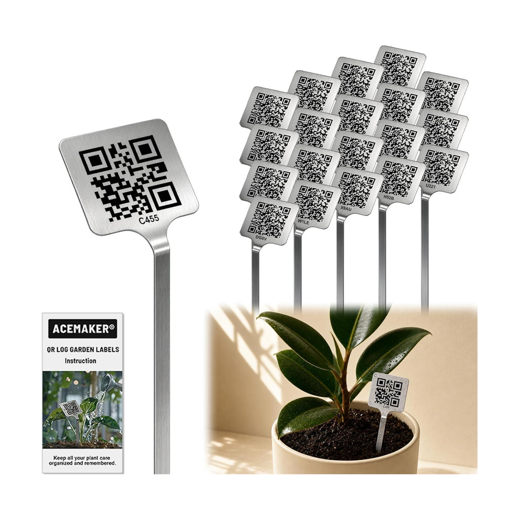 QR Plant Labels, Scan-to-Record Plant Care Tracker, 20 pcs | 304 Stainless Steel, Waterproof Garden Markers with