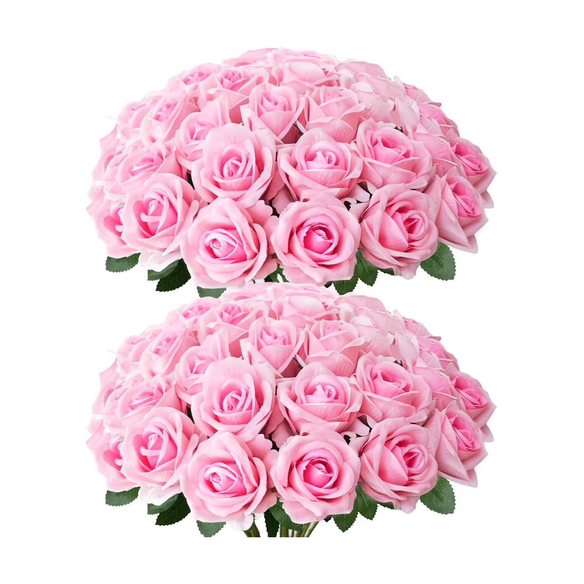 50Pcs Pink Roses Artificial Flowers with Stems，Fake Roses Bouquet Fake Flowers Bulk，Silk Velvet Roses for Wedding Centerpieces Arrangement Baby Shower Birthday Home Decor Gifts