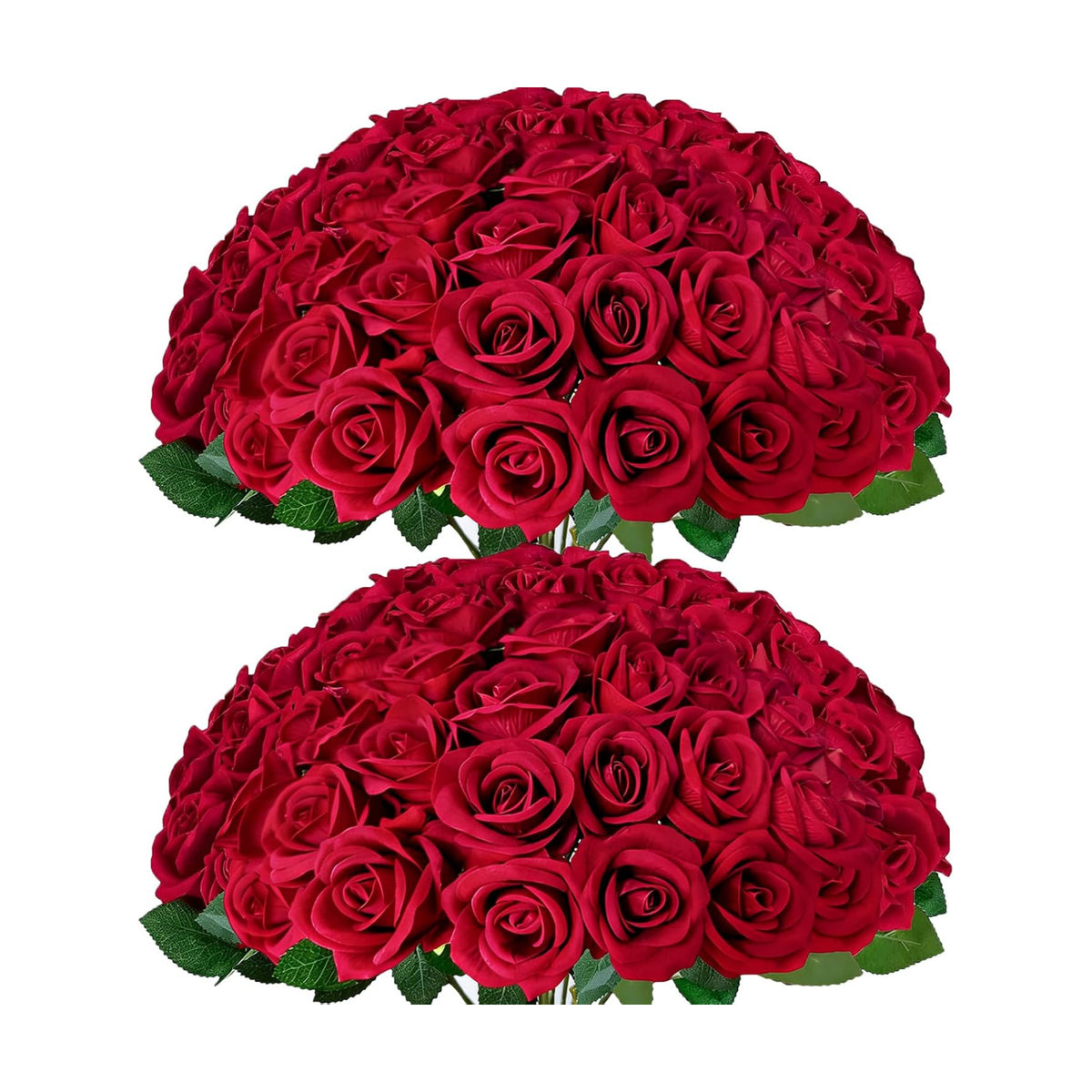 50Pcs Red Roses Artificial Flowers with Stems for Home Decor