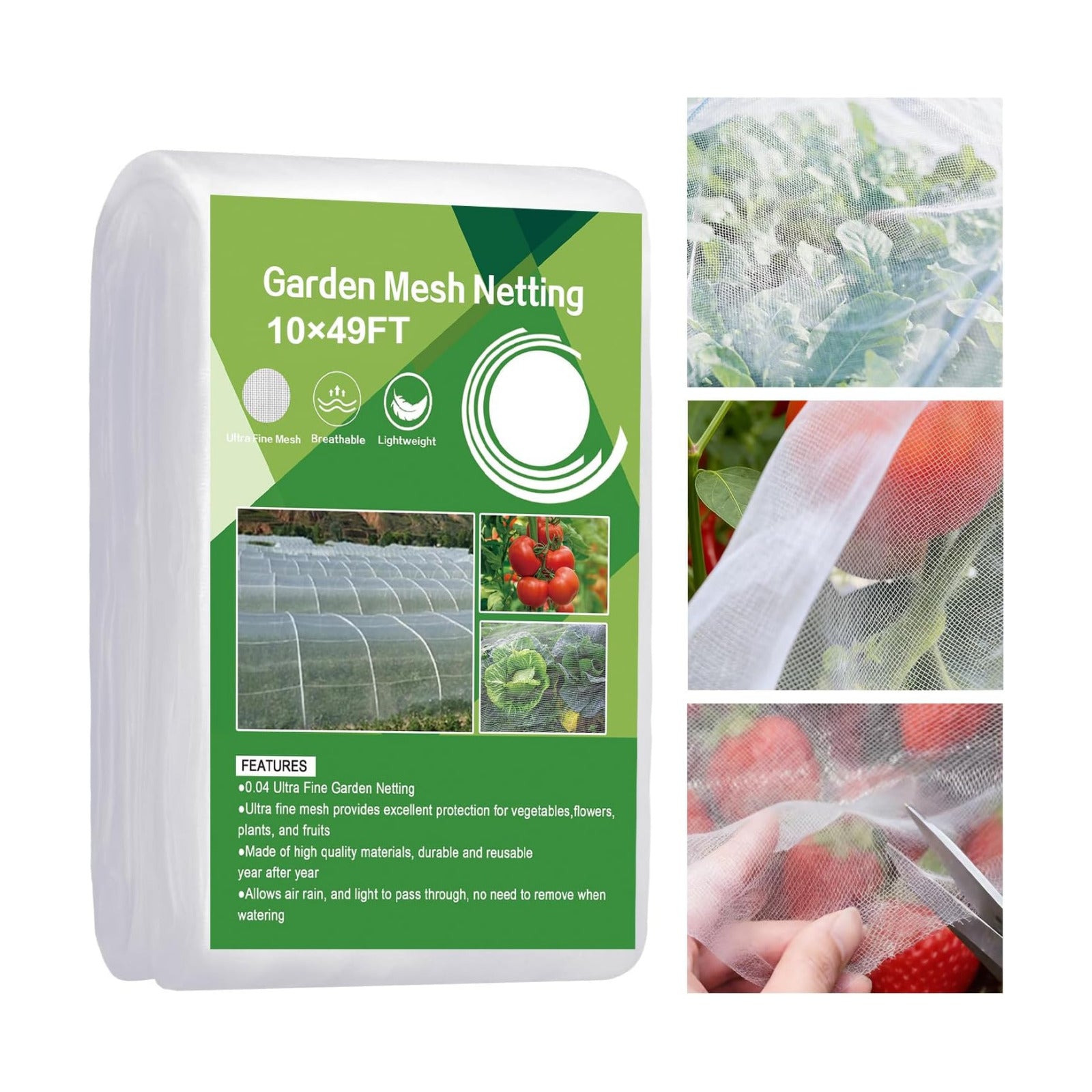 Ultra Fine Garden Netting,10'x49' Plant Netting Pest Barrier for Garden Protection Row Cover Raised Bed Screen Mesh