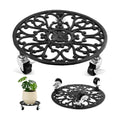 Rolling Plant Stand with Wheels Heavy Duty, 11 Inch Cast Iron Rolling Plant Caddy with Wheels Plants Rollers on Wheel